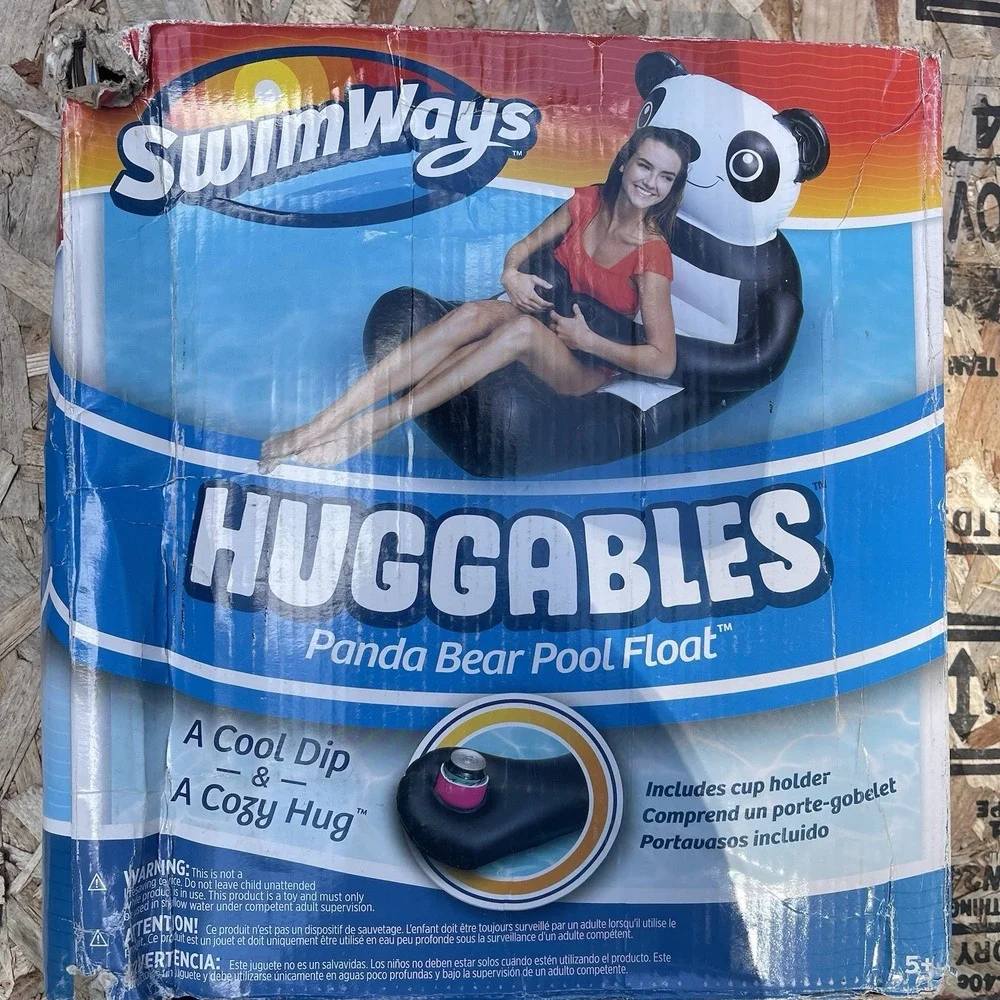 Swim Ways Huggables Panda Bear Oversized‎ Float. LITTLE DISTRESSED Box Shed